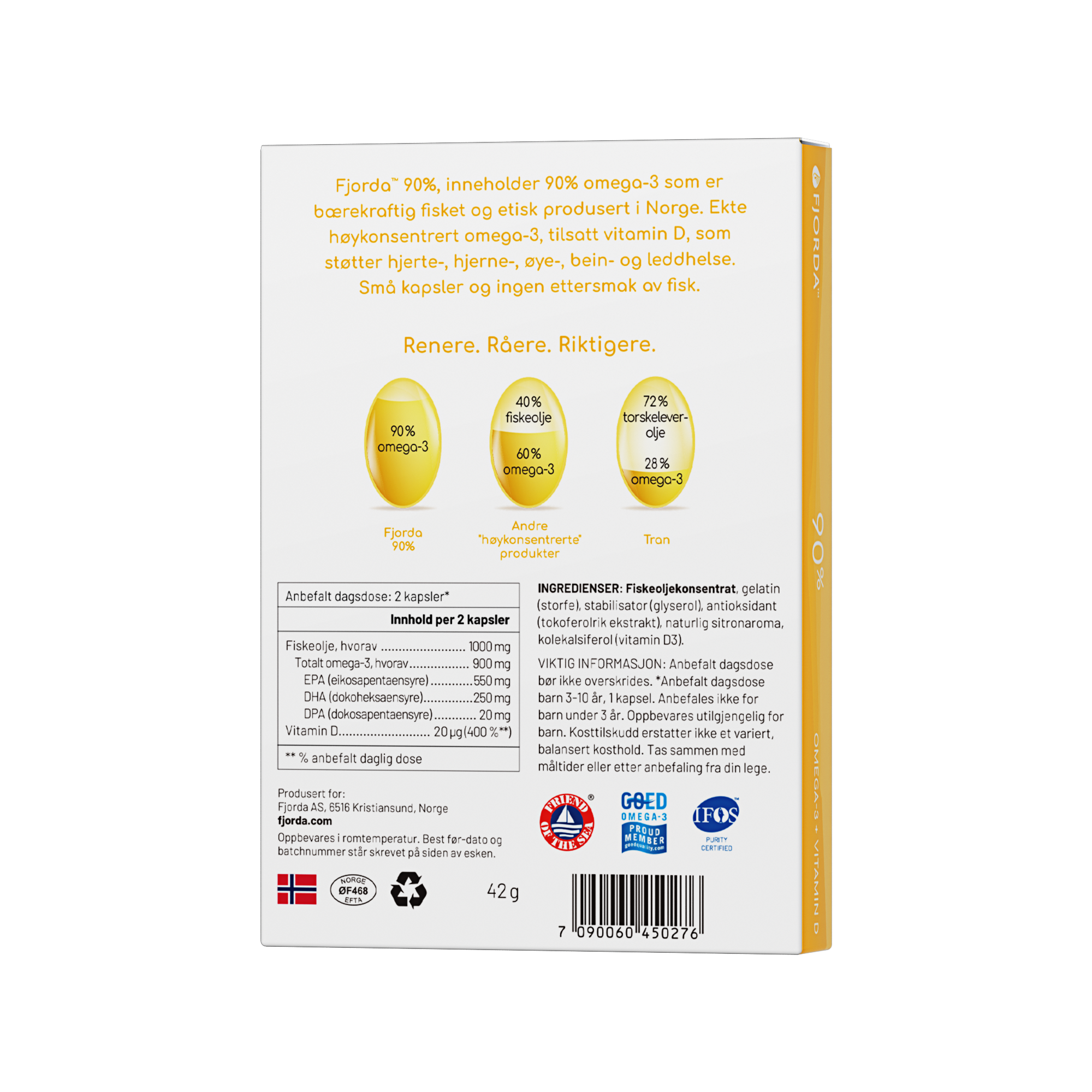 Fjorda 90% Omega-3 med D-vitamin